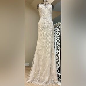 Elegant Ivory Beaded Wedding, Formal Evening Gown